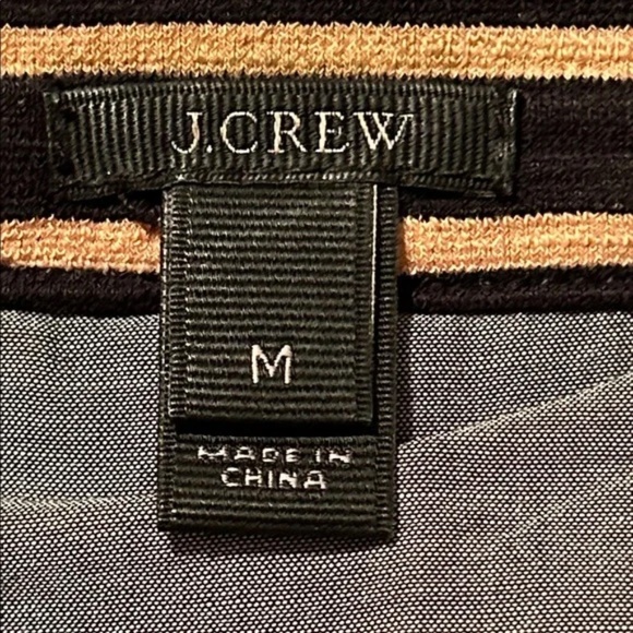 J. Crew Maritime Blazer Jacket Black Tan Stripe Button Front Cotton Knit Medium - Picture 3 of 8